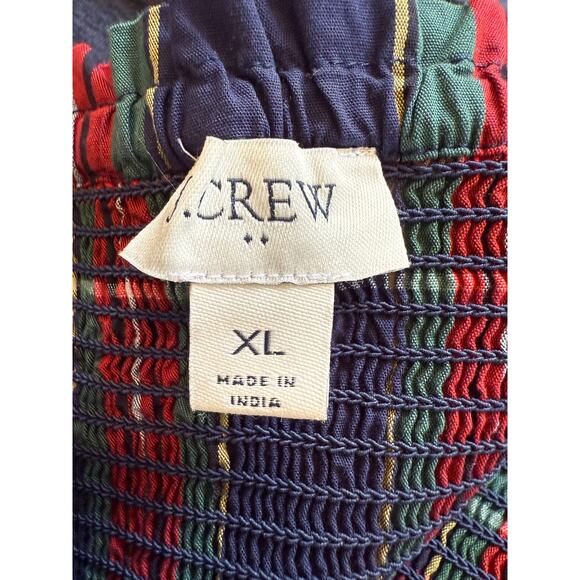 J.Crew Factory Navy Plaid Smocked Tiered Midi Dress, Size XL - Picture 5 of 8